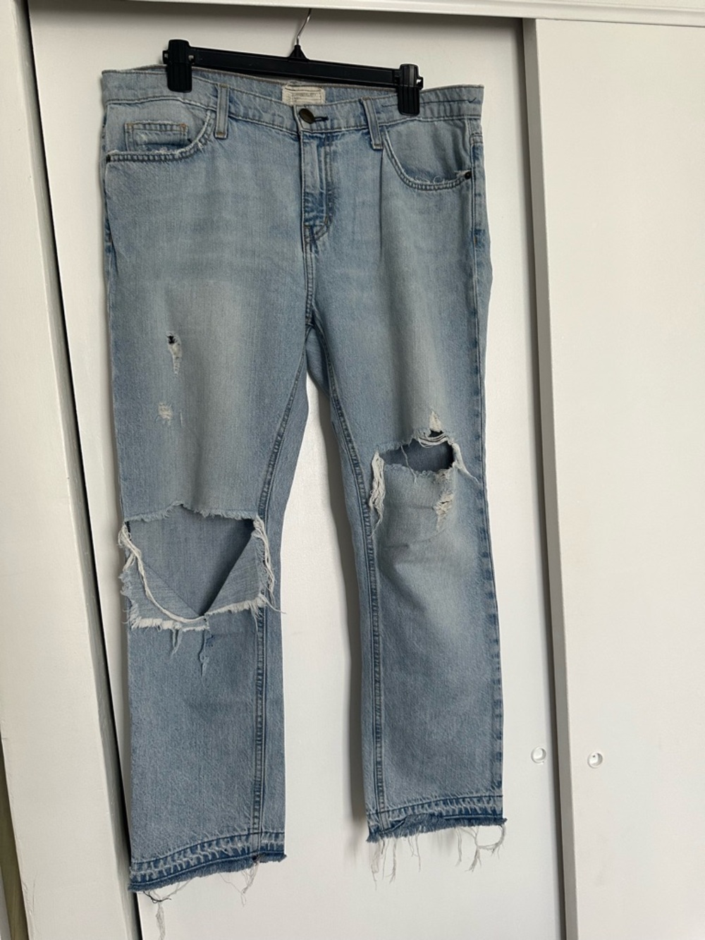 Current Elliott Distressed Light Wash Jeans Size 31 Raw Hem Boyfriend
